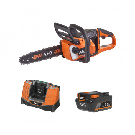 Pack AEG 18V - Tronçonneuse Brushless - Batterie 4.0 Ah - Chargeur