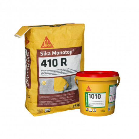 Pack Mortier et Réparation SIKA - SikaMonoTop 1010 3,2kg - SikaMonotop 410R 25kg