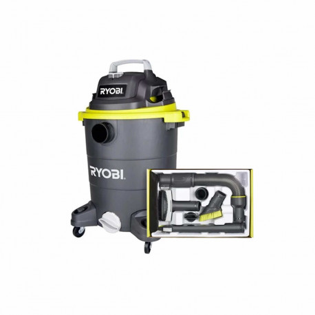 Pack RYOBI Aspirateur eau et poussière 1400W - 30L - 6 accessoires nettoyage automobile