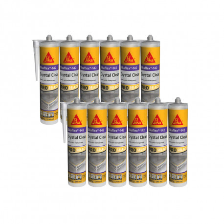 Lot de 12 colles mastic SIKA Sikaflex-142 Crystal clear - Transparent - 290 ml