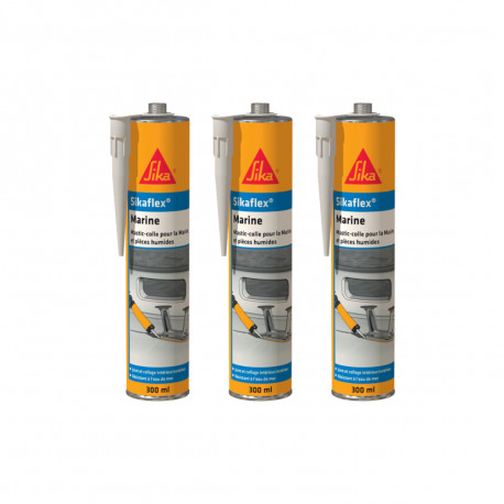 Lot de 3 colles mastic SIKA - Sikaflex Marine - Noir - 300ml