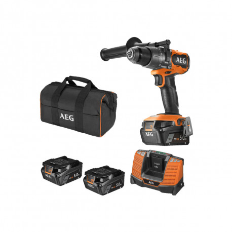 Perceuse percussion AEG 18V Brushless - 2 batteries 5.0Ah - 1 chargeur - Poignée additionnelle - BSB18C3BL-502C