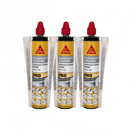 Lot de 3 résines de scellement chimique rapide SIKA Anchorfix-1 Evolution - Gris - 300ml