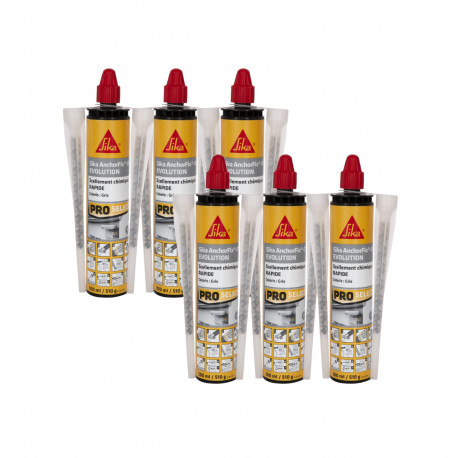 Lot de 6 résines de scellement chimique rapide SIKA Anchorfix-1 Evolution - Gris - 300ml