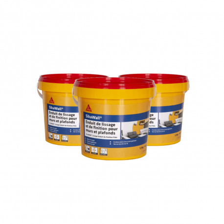 Lot de 3 enduits de lissage SIKA SikaWall et de finition en pâte - 1,5kg