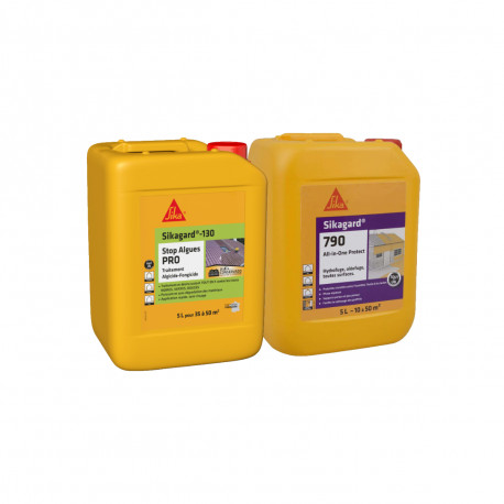 Pack Traitement et Protection SIKA - Sikagard 130 Stop Algues Pro 5L - Sikagard 790 All-in-one 5L