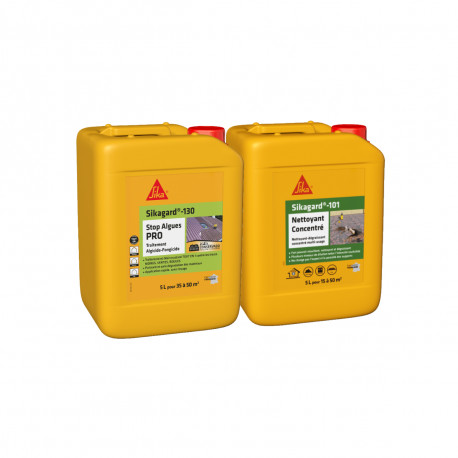 Pack de nettoyage façades SIKA - Sikagard 130 Stop Algues Pro 5L - Sikagard 101 Nettoyant Concentre 5L