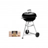 Pack Weber - Barbecue à charbon Compact Kettle 47 cm Noir - un lot de planches à fumer 2pcs