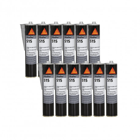 Lot de 12 mastics d'étanchéité universel pour véhicules industriels - SIKA Sikaflex 515 - Gris clair - 300ml
