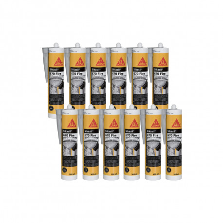 Lot de 6 mastics classé au feu pour joints SIKA - Sikasil 670 Fire - Gris - 300ml