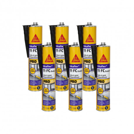 Lot de 6 mastics colle SIKA Sikaflex 11 FC+ Evolution - Noir - 300ml