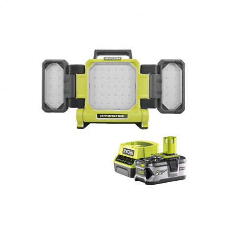 Pack RYOBI Triple panneau lumineux LED Hybrid 3000 Lumens Filaire et sur batterie 18V RLPH18-0 - 1 Batterie 4.0Ah - 1 Chargeur r