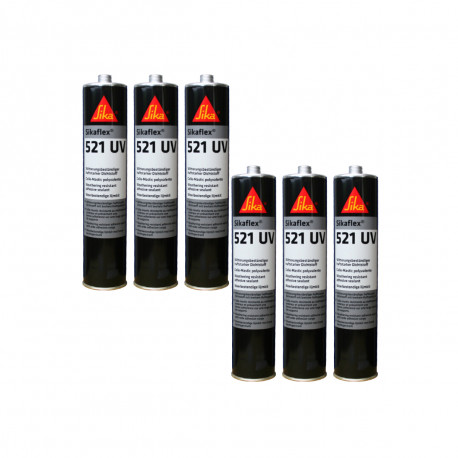 Lot de 6 colle-mastics hybrides SIKA Sikaflex 521 UV - Gris clair - 300ml