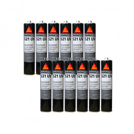 Lot de 12 colle-mastics hybrides SIKA Sikaflex 521 UV - Gris clair - 300ml