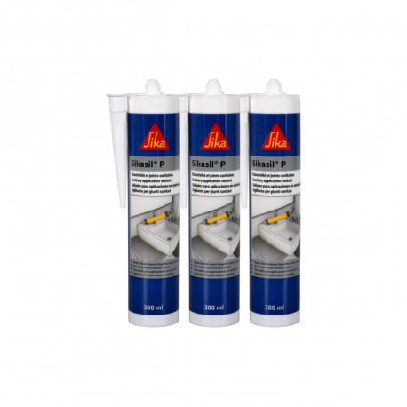 Lot de 3 mastics silicone universel SIKA Sikasil-P Marine - Blanc - 300ml