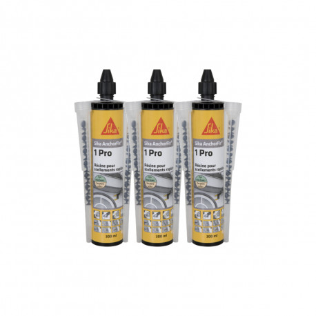 Lot de 3 résines de scellement chimique rapide SIKA Anchorfix-1 Evolution - Gris - 300ml