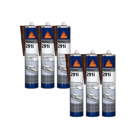 Lot de 6 colles mastic marine SIKA Sikaflex 291i - Bois - 300ml
