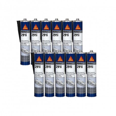 Lot de 12 colles mastic marine SIKA Sikaflex 291i - Noir - 300ml