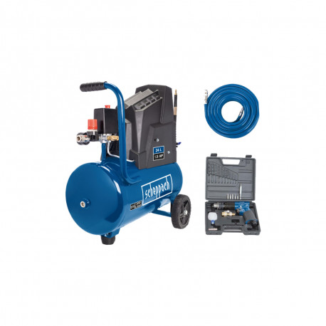 Pack SCHEPPACH Compresseur - 24L - 1100W - HC30ox - Tuyau - 15m - Perceuse Pneumatique