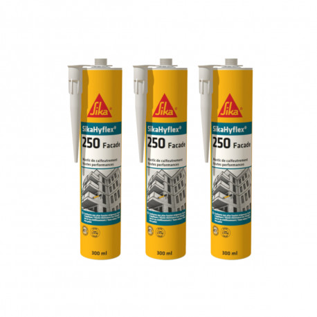 Lot de 3 mastics haute performance SIKA SikaHyflex 250 Façade - Blanc - 300ml