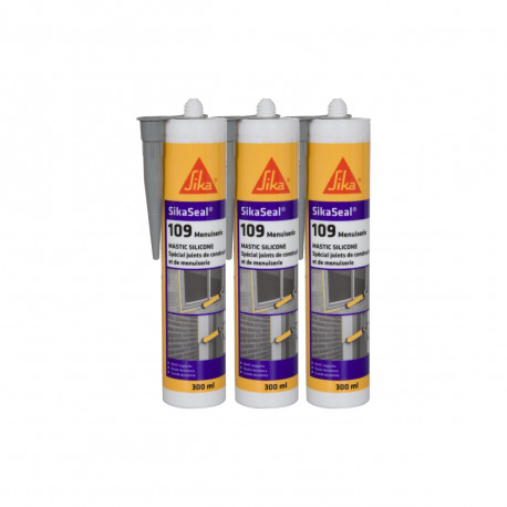 Lot de 3 mastic silicone SIKA SikaSeal 109 Menuiserie - Gris - 300ml