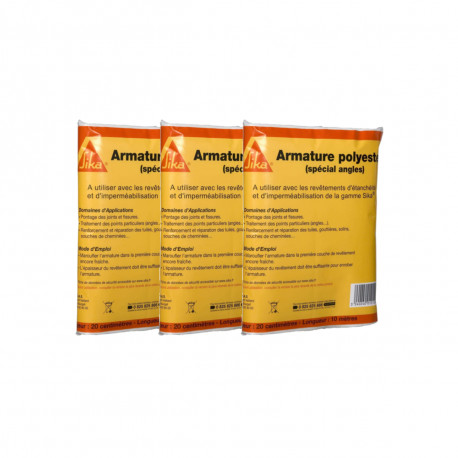 Lot de 3 renforcements d'étanchéité carrelage et tuiles SIKA Sikarmature spécial angle - 0,20 m x 10 m