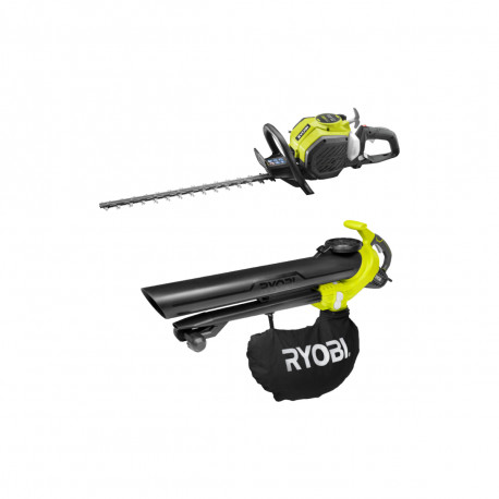 Pack RYOBI - Taille-haies thermique - RHT25X55R - Souffleur aspiro-broyeur électrique 3000W RBV3000CESV