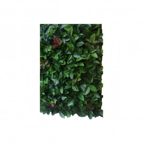 Mur végétal JET7GARDEN 12 plaques feuillage artificiel red robin - 3m2 - Vert et rouge